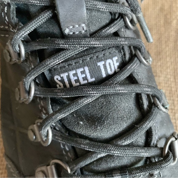 CAT CATAPILLAR Men’s Black Leather Steel Toe Work Boots Men’s 10.5 - Picture 11 of 15